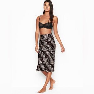Victoria's Secret Midi Slip Skirt, Black/White Floral Viscose